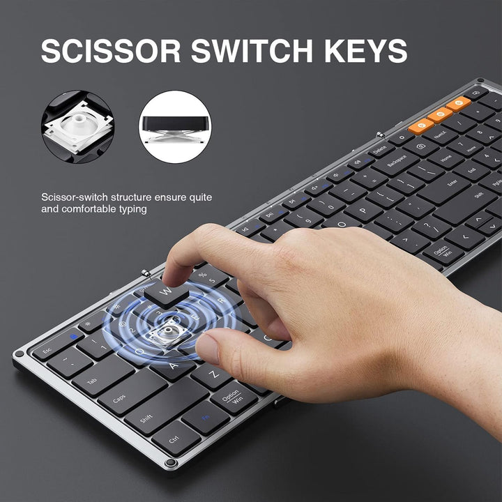 ProtoArc XK01 - Teclado Bluetooth plegable, teclado portátil inalám...