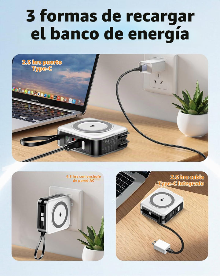 para Magsafe Cargador Portátil con Cables Integrados y Enchufe de P...