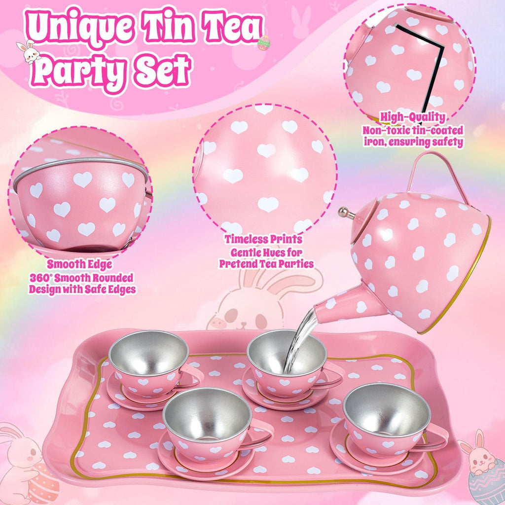 Hohosunlar Juego de fiesta de té para niñas pequeñas 3-5, 6-8, juguetes de