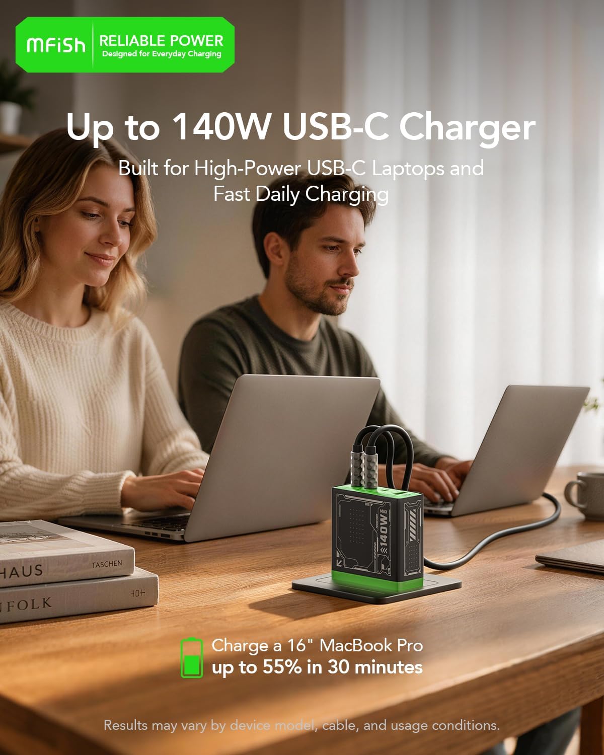 Bloque de cargador USB C de 140 W, cargador para portátil PD 3.1 GaN