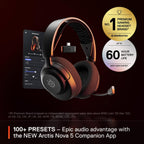 SteelSeries - Auriculares inalámbricos Arctis Nova 5 para juegos multisistema, controladores magnéticos de neodimio, batería (60 horas), 2.4 GHz, micrófono Gen2.X, PC, PS5, PS4, Switch, celular