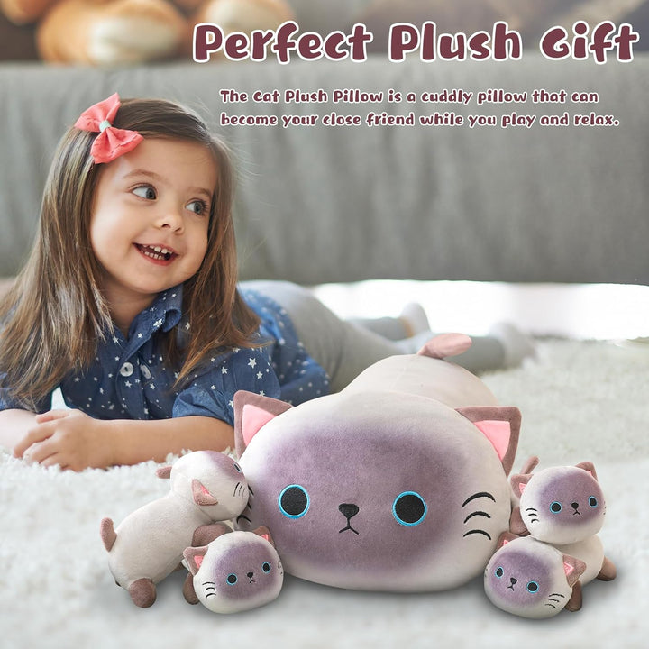 TOYSYM - Almohada de gata siamesa, adorable almohada de peluche de...
