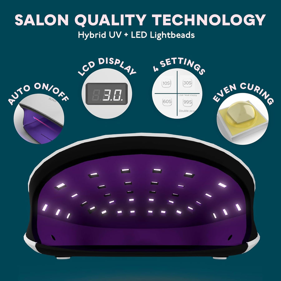 Secador de uñas con gel con LED de 48 W UV y sensor (blanco), de Sunuv