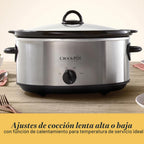Crock-Pot Olla de cocción lenta manual de 7 cuartos de galón, tamaño familiar que sirve a más de 8 personas y se adapta a asados de 6 libras, gres extraíble con ajuste de calentamiento, apto para lavavajillas para una fácil limpieza, acero inoxidable