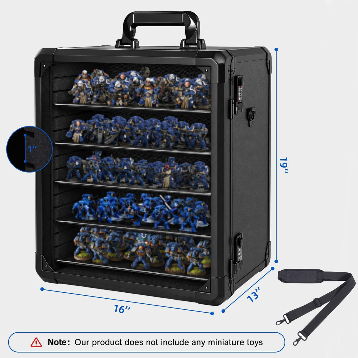 Estuche de transporte en miniatura Estuche de almacenamiento para miniaturas con 6 bandejas y 2 cerraduras