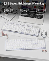 Combo de teclado y mouse inalámbricos con teclas de pudín retroilum...