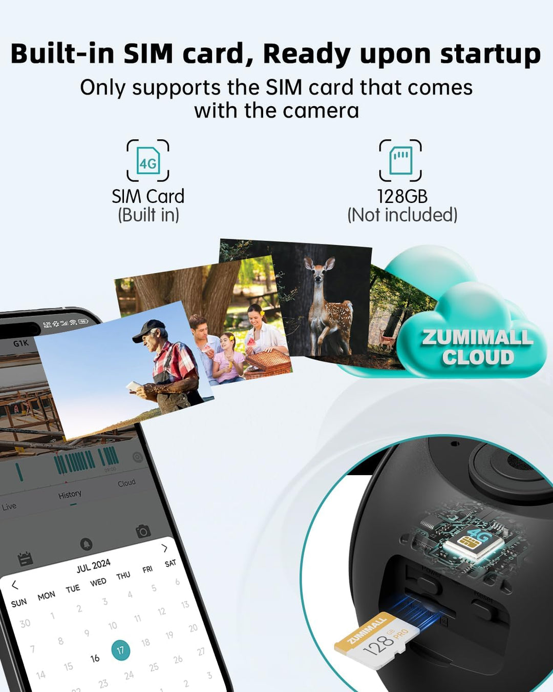 ZUMIMALL Cámaras de seguridad celulares 4G LTE inalámbricas para ex...