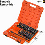 Klein Tools 65148HD KNECT Juego de llaves de impacto profundas y poco profundas, unidad de 3/8 pulgadas, SAE y métrico, juego de herramientas de 44 piezas, destornillador de impacto