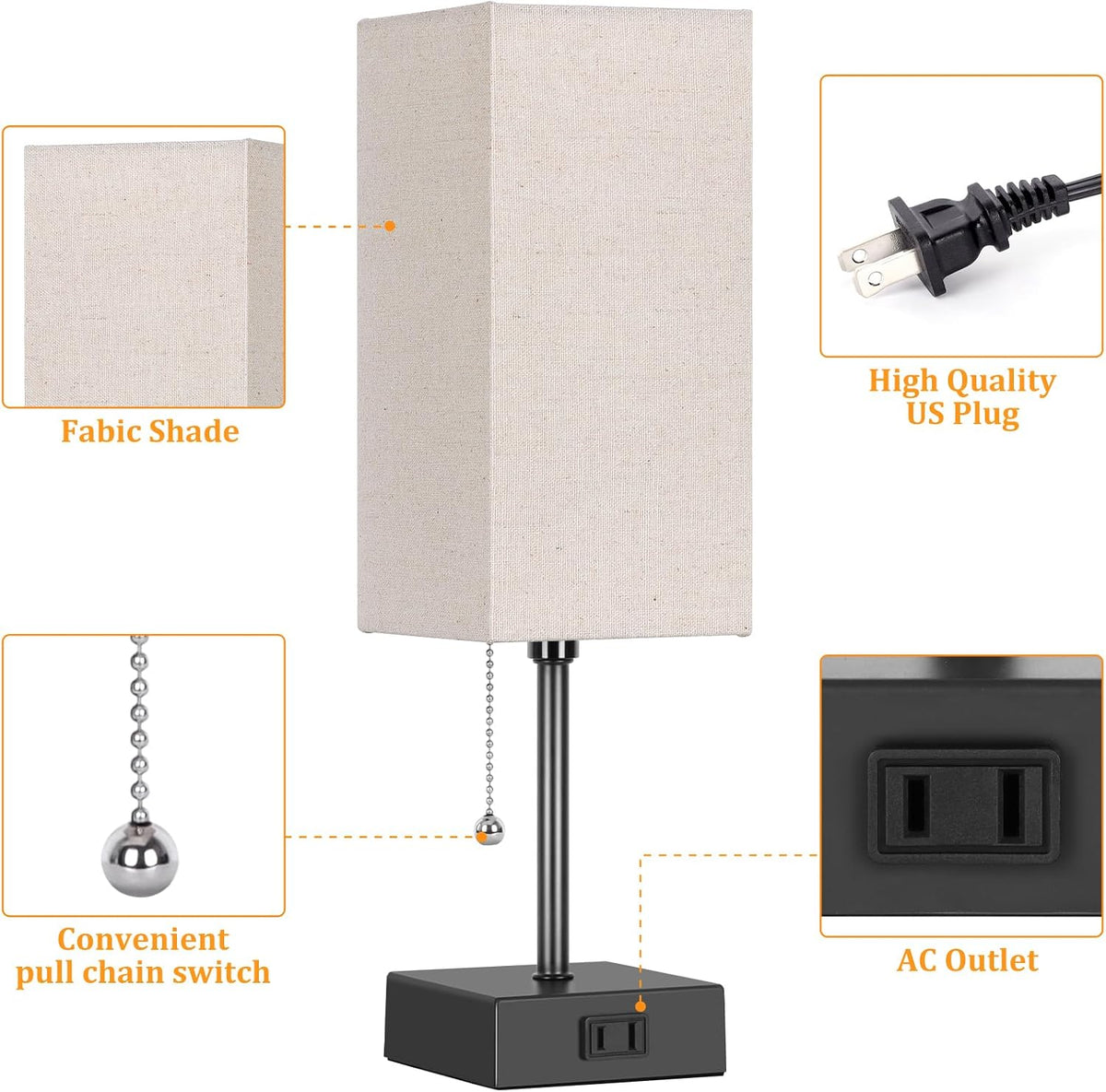 Lámpara Lámpara de mesita de noche de 15 '' para dormitorio Pequeñas lámparas de luz de noche para mesita de noche