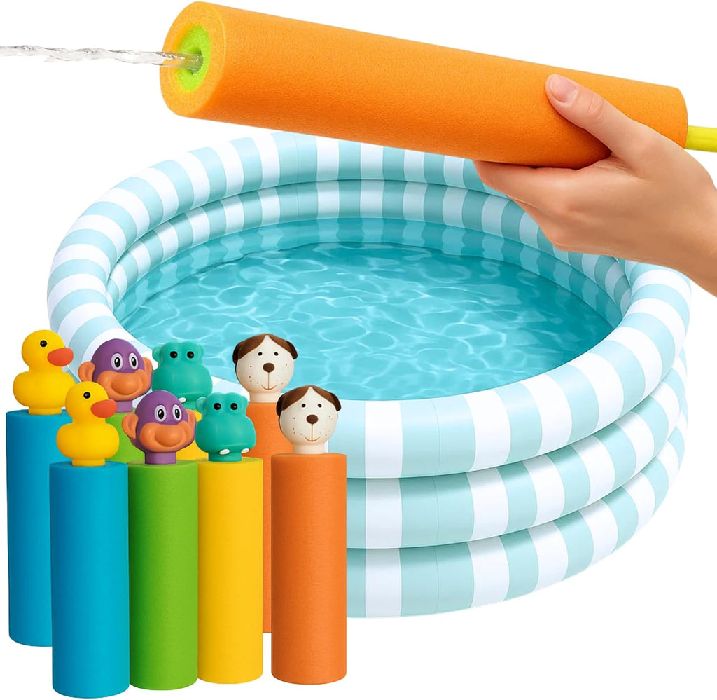Water Blaster | Pistola de agua para niños, chorros de agua para niños, pistolas de piscina, pistola de chorro, paquete de 8 artículos esenciales de playa, juguetes de playa, chorro de piscina, juegos de verano