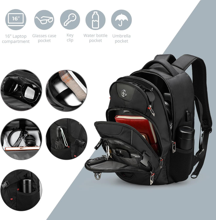 Swissdigital Mochila de viaje de diseño para hombres con Apple Find...