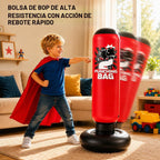 Saco de boxeo inflable de 47 pulgadas para niños con capa de superhéroe y máscara