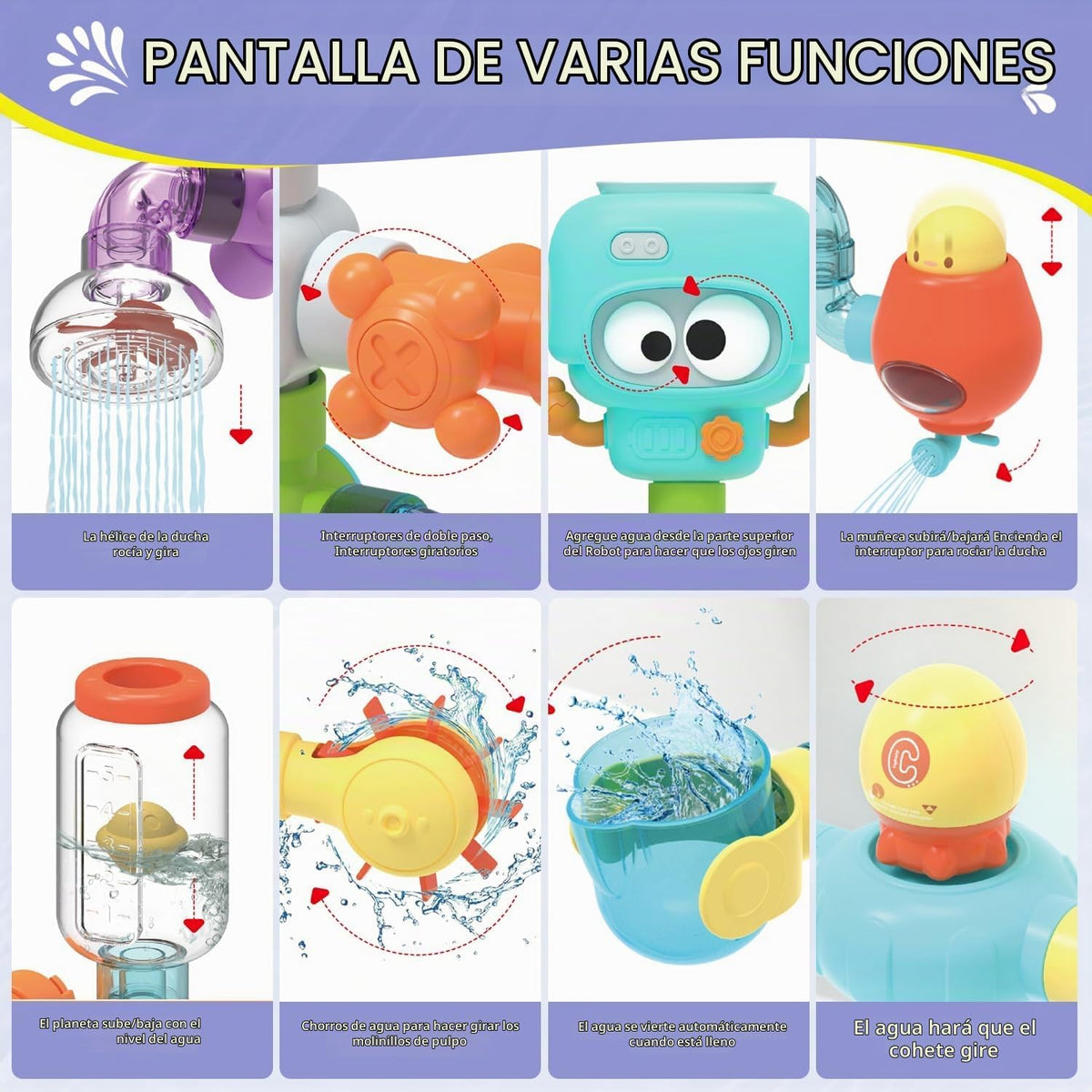 STEM - Juguetes de baño de construcción para niños de 3 a 8 años | Kit de montaje de tubería de agua DIY con ventosas | Juguetes educativos para bañera para niños a partir de 3 años |