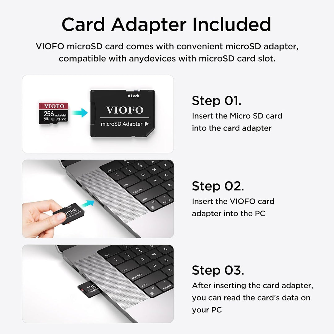 VIOFO Tarjeta microSD de grado industrial de 256 GB, tarjeta de mem...