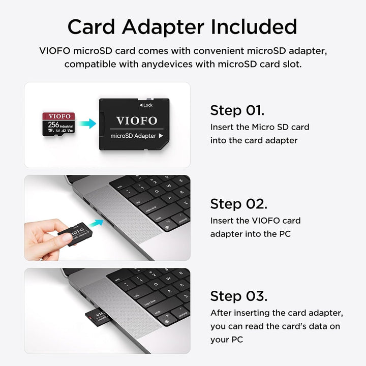 VIOFO Tarjeta microSD de grado industrial de 256 GB, tarjeta de mem...