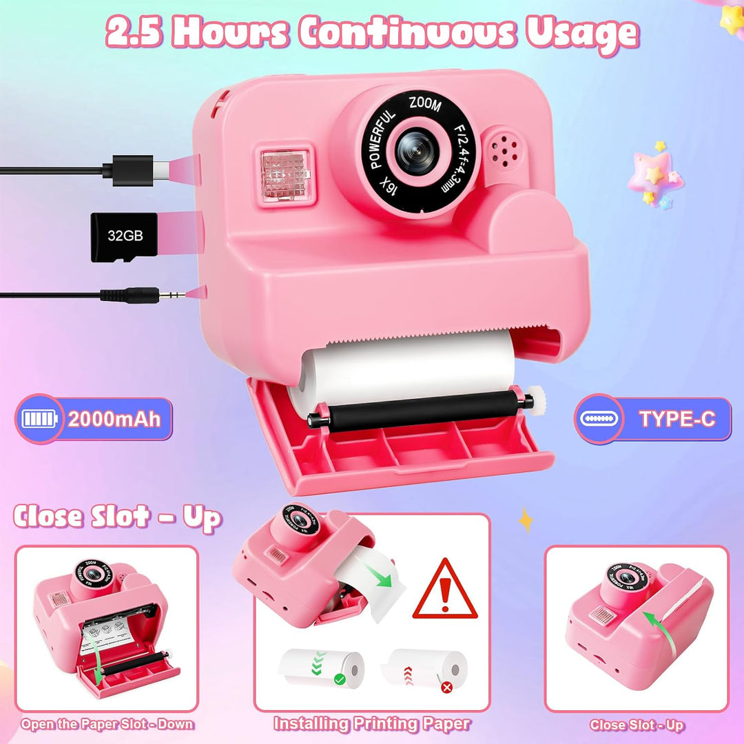 Cámara para niños con impresión instantánea, cámara digital de vide...