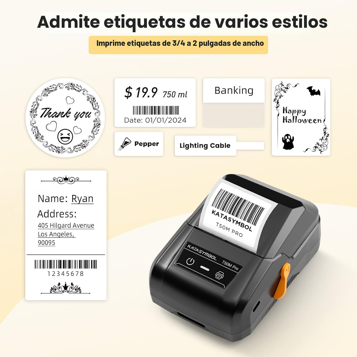 SUPVAN T50M Pro Máquina etiquetadora Bluetooth con 3 cintas, juego 1