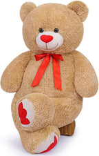 Oso de peluche grande de 43 pulgadas, grande, suave, color marrón claro
