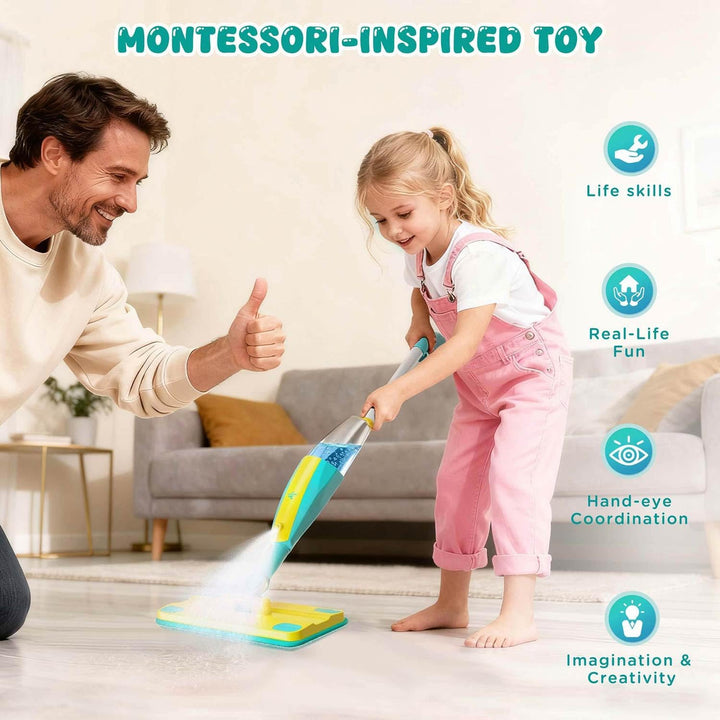 Trapeador con atomizador para niños, juegos de limpieza para niños...