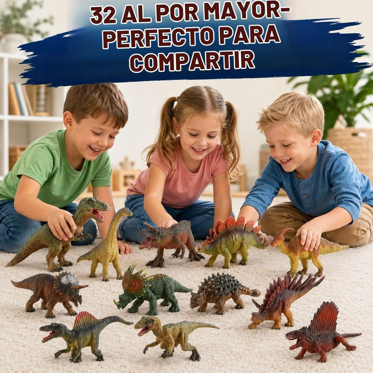 Juguetes de dinosaurio, paquete de 32 figuras realistas de dinosaurios con