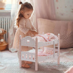 ROBUD Cuna para muñeca bebé, camas de madera para muñecas bebé de 20 pulgadas, literas para muñecas bebé con tul, cama para muñeca American Girl para regalos, rosa