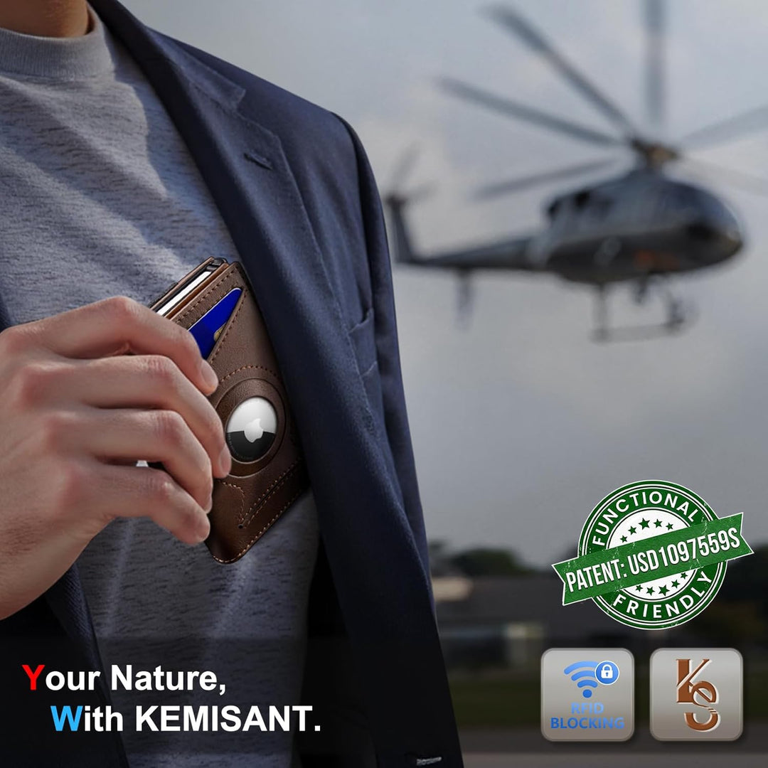 KEMISANT Billetera Airtag para hombre, delgada con bolsillo frontal...