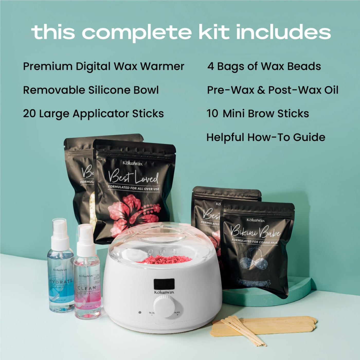KoluaWax Kit de cera prémium para mujeres, apto para principiantes,...