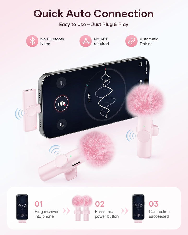 Micrófono inalámbrico para iPhone, iPad y teléfono Android, paquete...