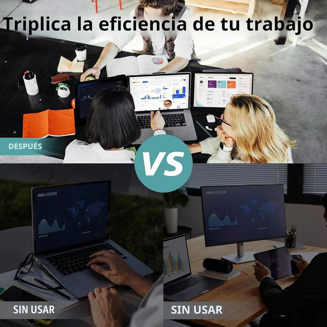 ROYY Extensor de Pantalla para Laptop Monitor Triple - Monitor Port...