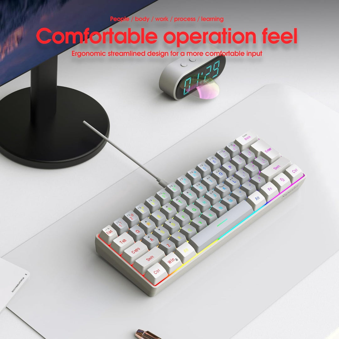 Snpurdiri - Teclado para videojuegos 60% con cable, pequeño, ultra...