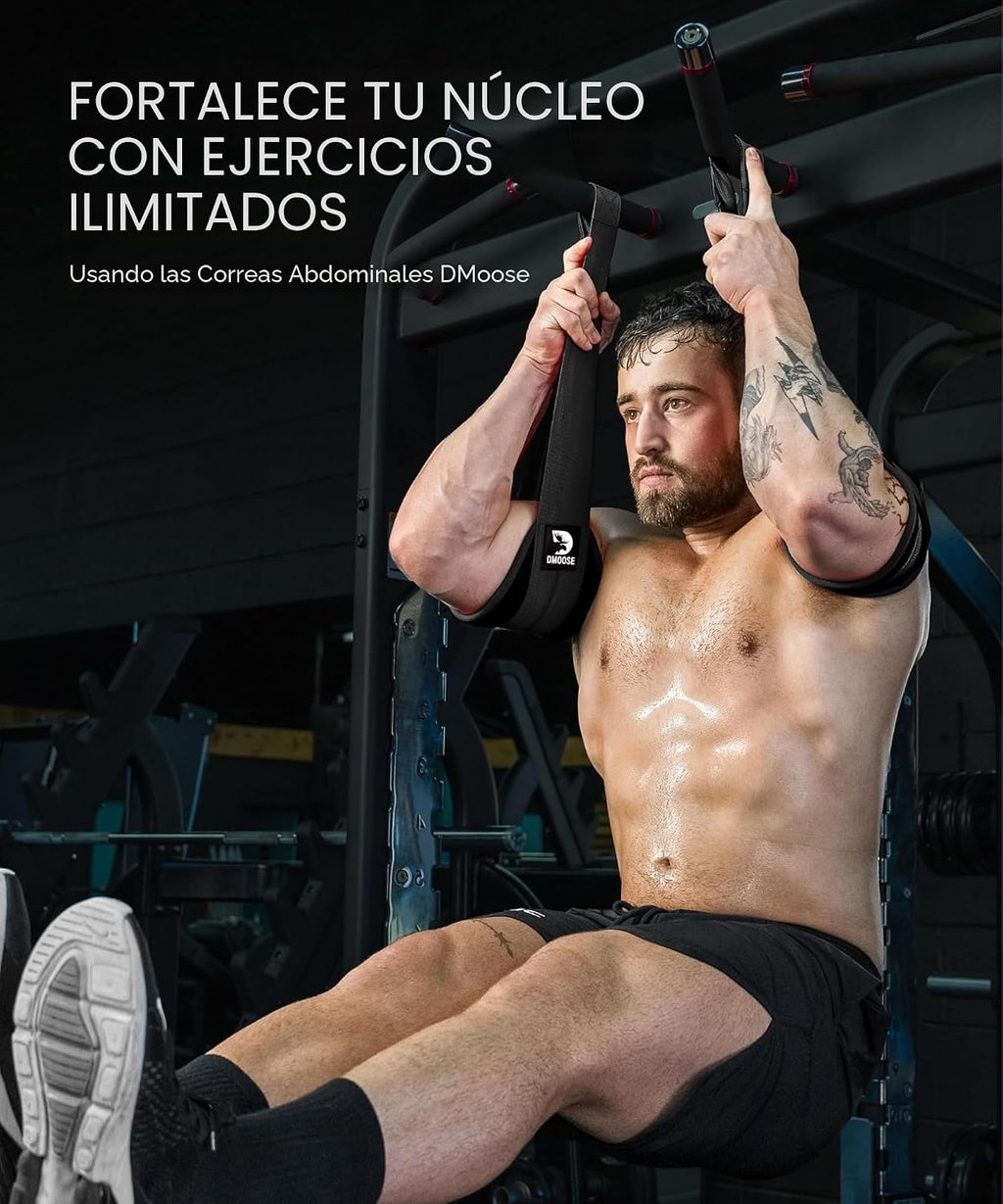 DMoose Fitness Correas colgantes para abdominales para barra de dominadas y entrenamiento de fuerza central, correas de ejercicio acolchadas suaves para swing de abdominales y elevaciones de piernas