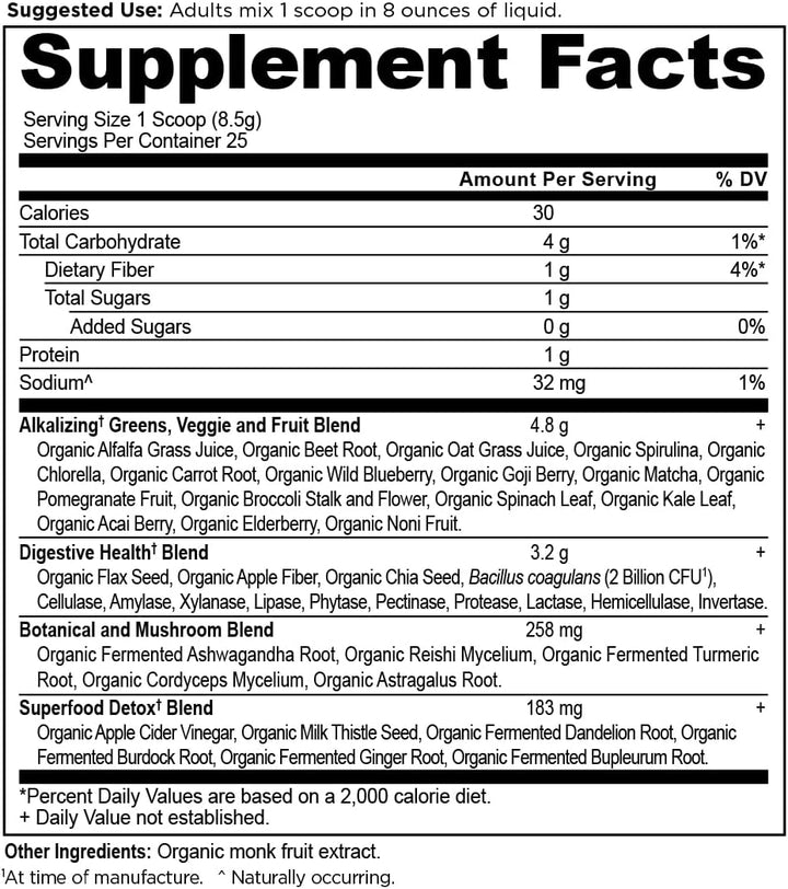 Ancient Nutrition Supergreens Alkalize &amp; Detox - Polvo de super...