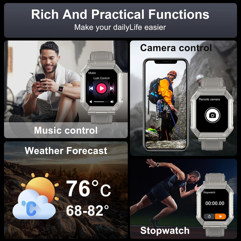 Reloj inteligente para hombre, rastreador de actividad física: relojes inteligentes militares para hombres, relojes digitales para hombre, marca/respuesta de llamadas, correr, resistente al agua, reloj inteligente, teléfonos Android, iPhone, Samsung