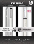 Zebra Pen STEEL PM-701 & M/F-701, Juego de bolígrafo, lápiz y marcador