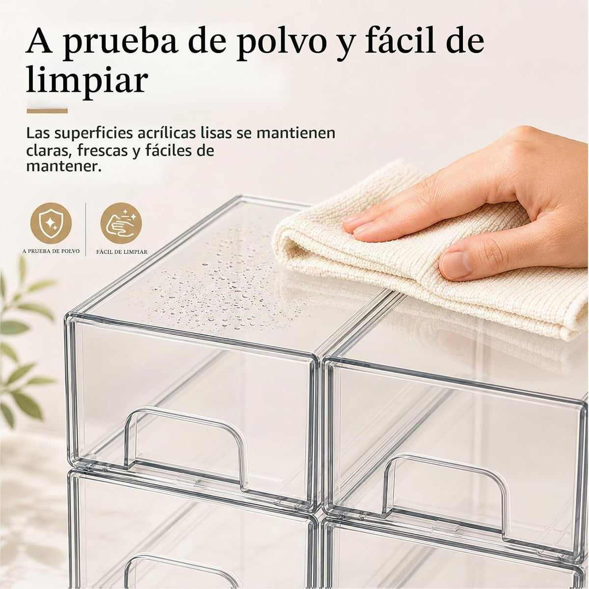 Cajones de almacenamiento apilables transparentes: cubos