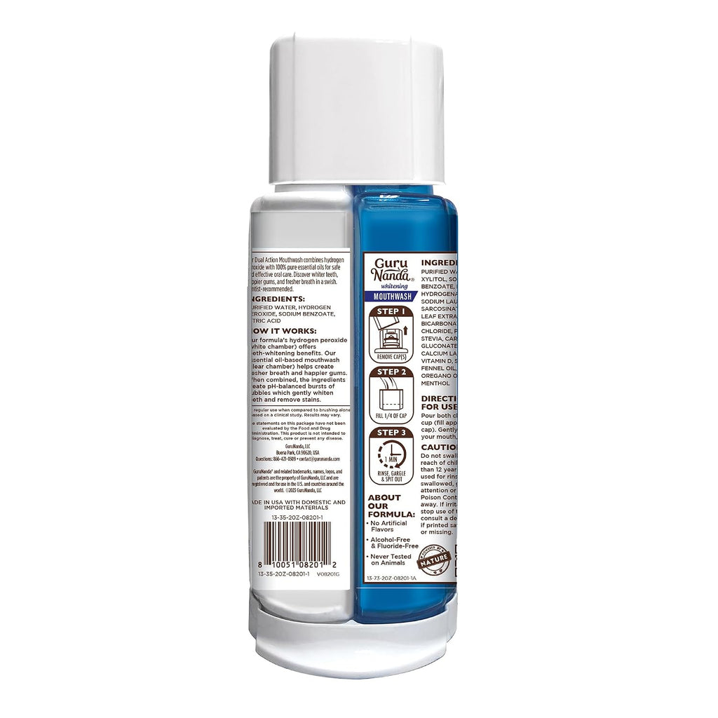 GuruNanda Enjuague bucal Oxyburst de doble barril, sin alcohol ni
