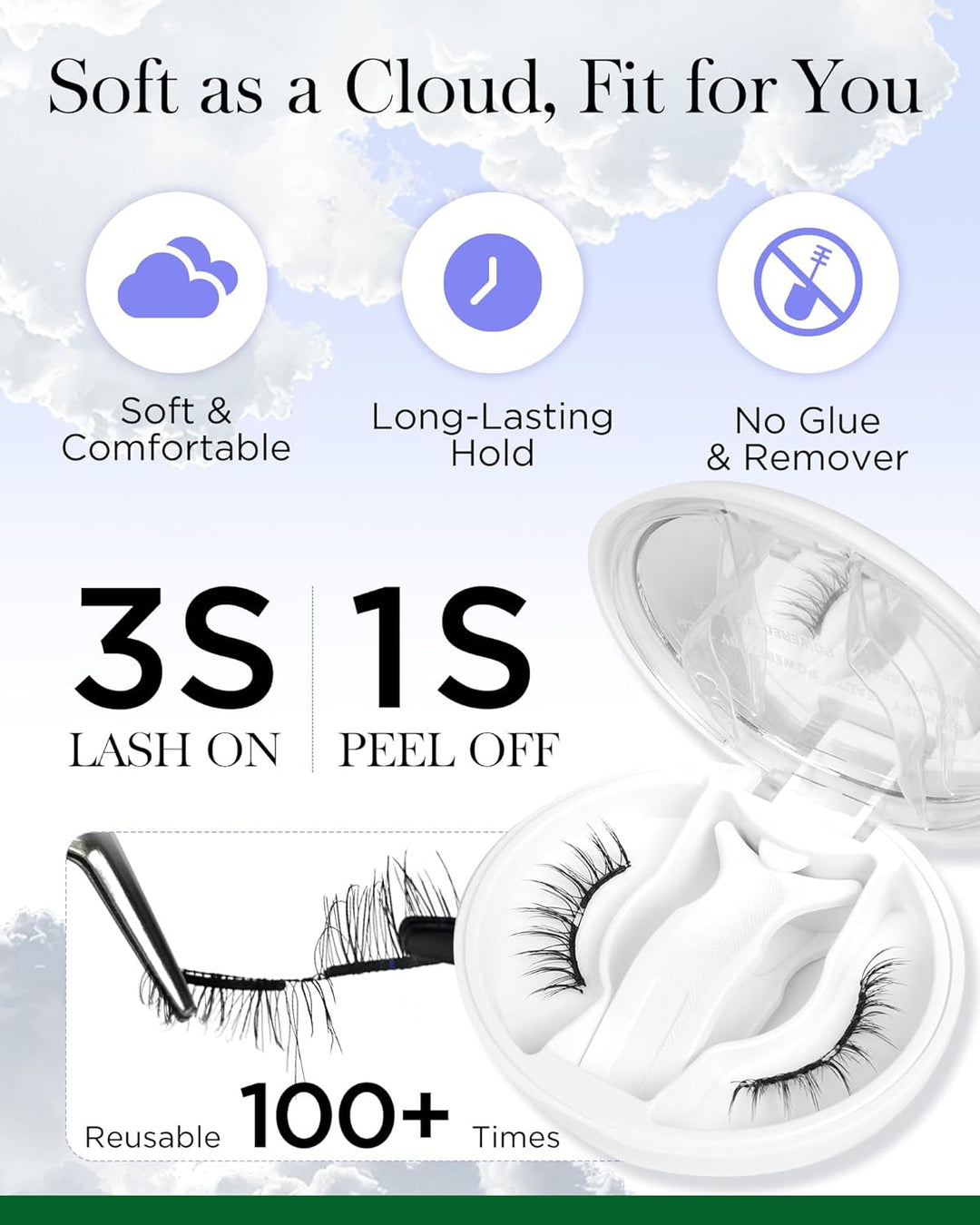 BEYELIAN Pestañas magnéticas portátiles con kit de aplicador, caja...