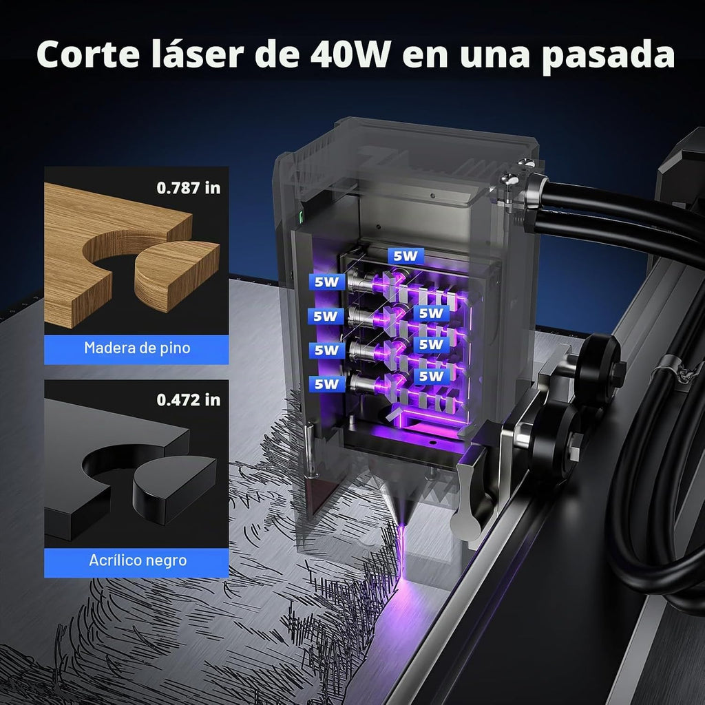 Genmitsu L8 Grabador/Grabadora Láser, 40W 40000mW Láser de Corte Clase de Seguridad 1