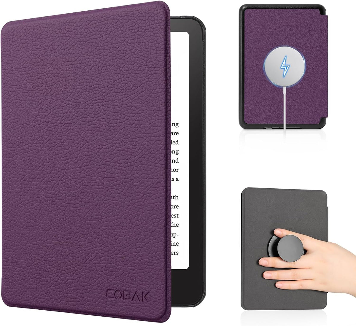 CoBak Funda magnética para Kindle de 6 pulgadas 2024 y 2022 (11 generación), compatible con PopSockets/UGREEN/Anker, agarre magnético y soporte, apagado y encendido automático, funda protectora