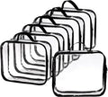 Fasmov Paquete de 6 cubos grandes de embalaje de viaje transparentes, organizador de PVC transparente, bolsas de almacenamiento de vinilo con cremallera, bolsa multiusos con asa para pantalones de maleta, cachemira, suéteres, camisas, almacenamiento de