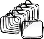 Fasmov Paquete de 6 cubos grandes de embalaje de viaje transparentes, organizador de PVC transparente, bolsas de almacenamiento de vinilo con cremallera, bolsa multiusos con asa para pantalones de maleta, cachemira, suéteres, camisas, almacenamiento de
