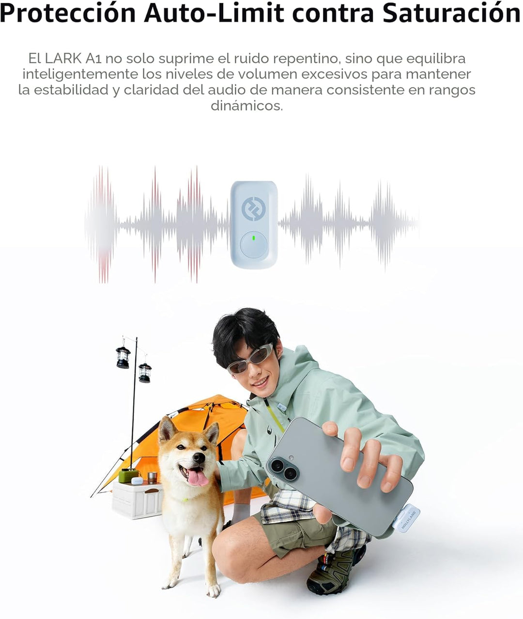 Hollyland Lark A1 Mini Micrófono Inalámbrico para iPhone y Android,...