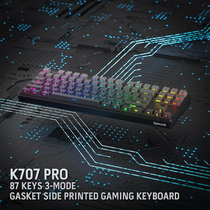 Teclado Gaming RGB Redragon K707 PRO GB 80% Gasket, Teclado Mecánic...