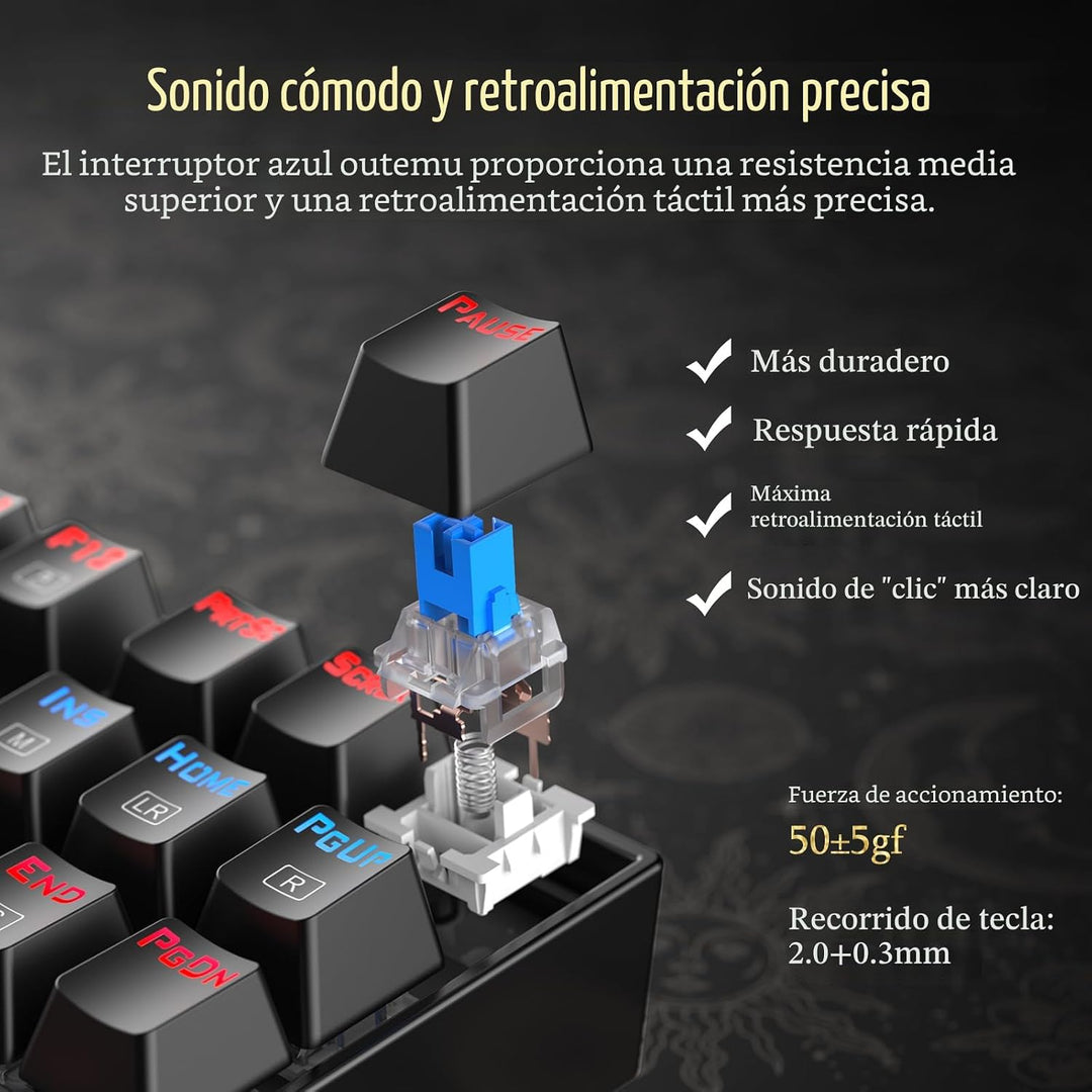 Redragon Teclado mecánico para juegos K552P TKL con 18 modos de ret...