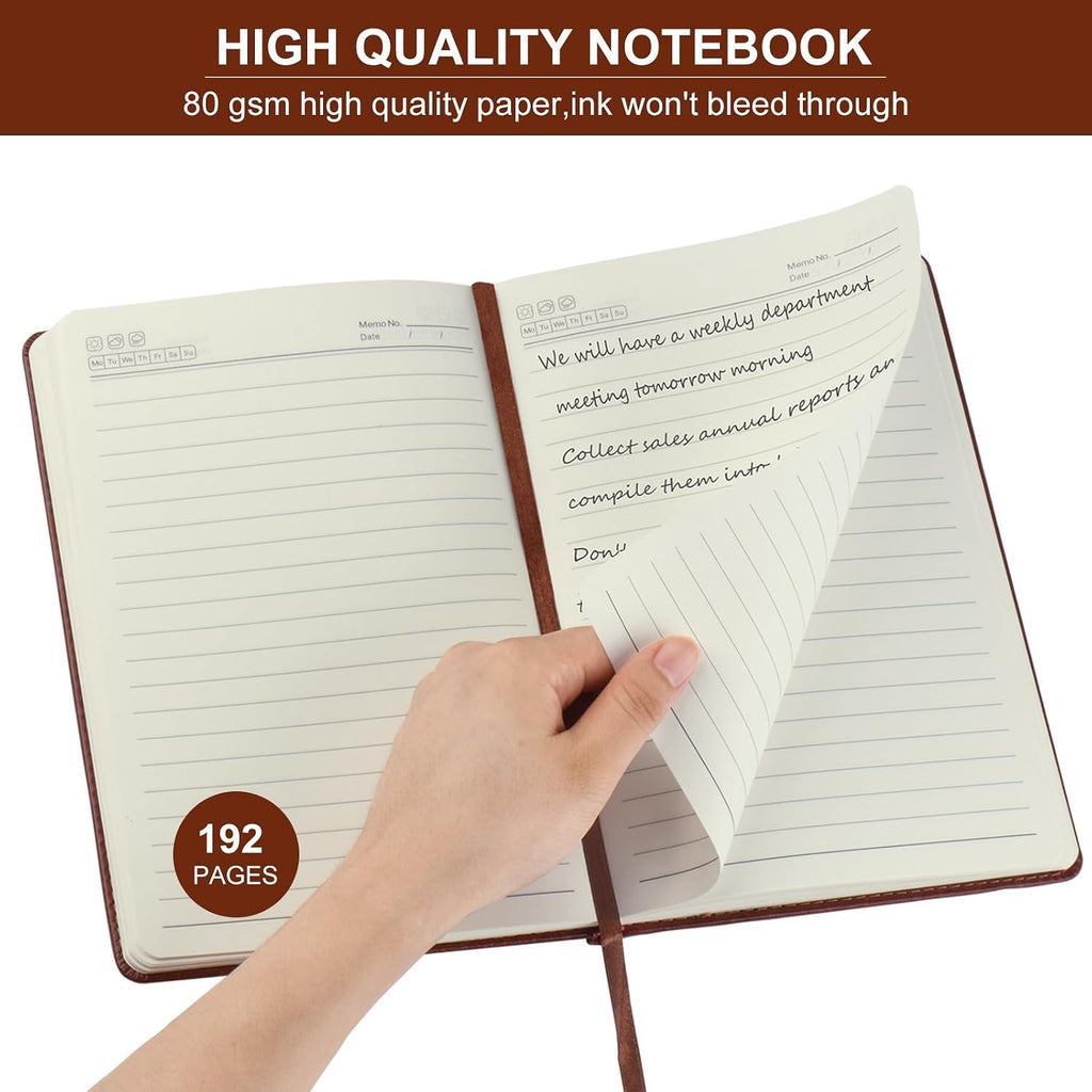 ZCZN Cuadernos rayados para el trabajo, 5.5 x 8.3 pulgadas, 192 páginas, diarios A5 de cuero de tapa dura para escribir, diario y viajes, cuadernos de diario con rayas universitarias para escuela