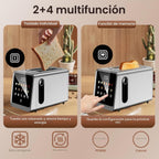 Tostadora de 2 rebanadas, pantalla táctil inteligente, ranuras anchas de