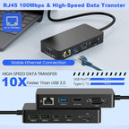 Estación de acoplamiento para superficie con adaptador de corriente, base de superficie 11 en 1, monitor dual 4K HDMI y VGA, Ethernet, concentrador USB, lector de tarjetas SD/TF para Surface Pro