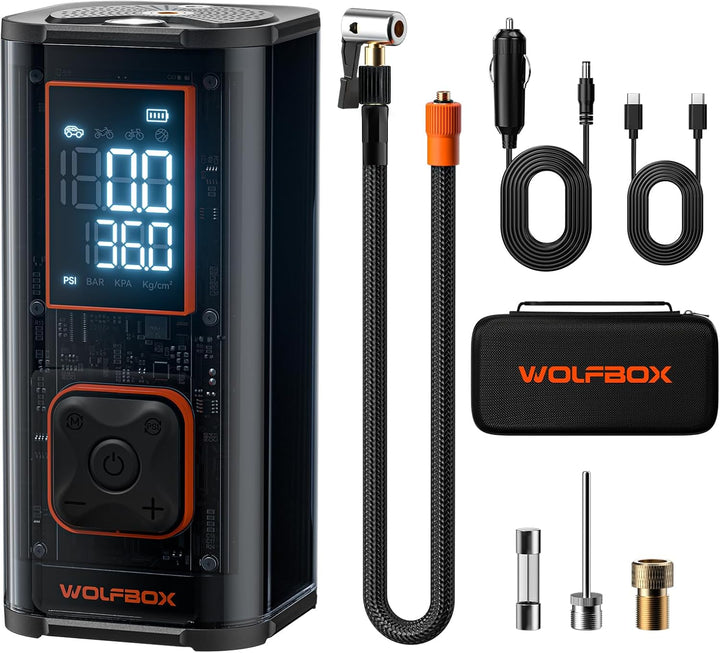 WOLFBOX Inflador de neumáticos de alta resistencia de 150 PSI, comp...