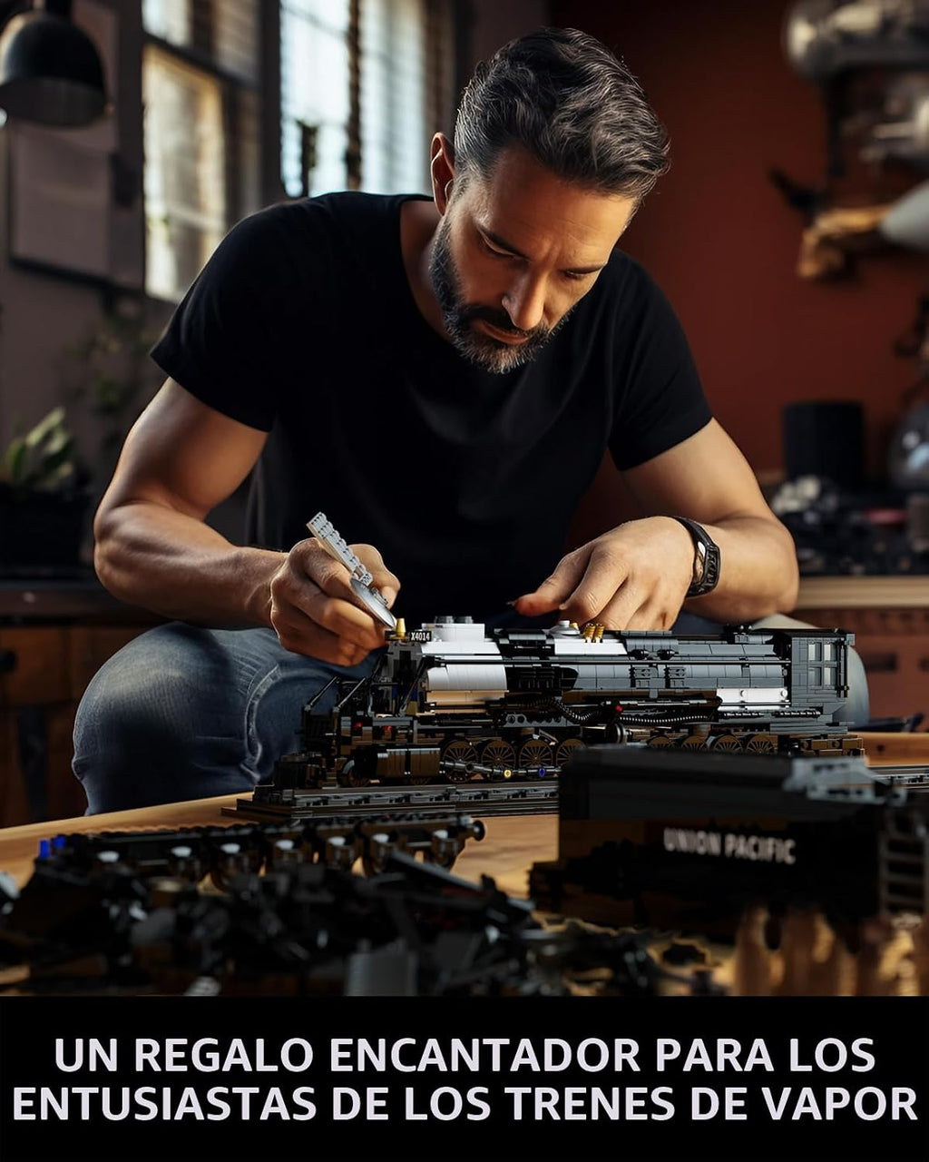 Nifeliz Locomotora Big Boy, juego de bloques de construcción de locomotora de vapor articulada, kit de exhibición de tren de vapor legendario para regalo (1,818 piezas)