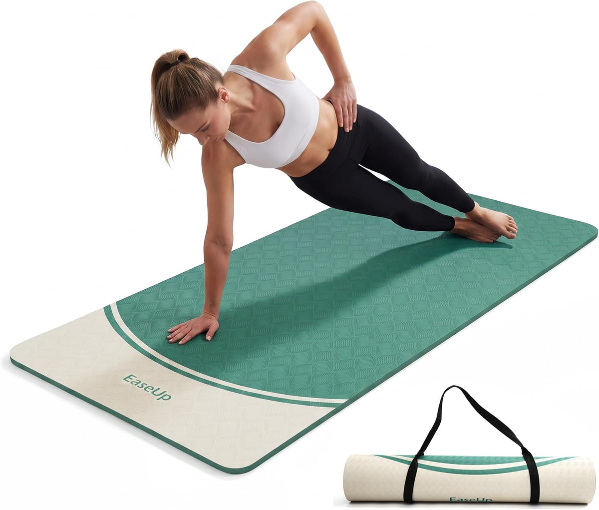 EaseUp Tapete de yoga de 0.394 in de grosor, 73 x 31.5 pulgadas, extra